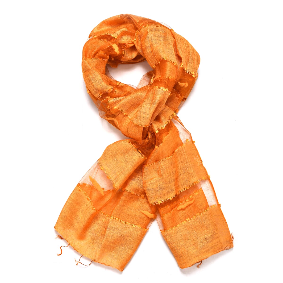 Closeout Golden Silk and Modal Blend Natural Floating Stripe Scarf image number 3