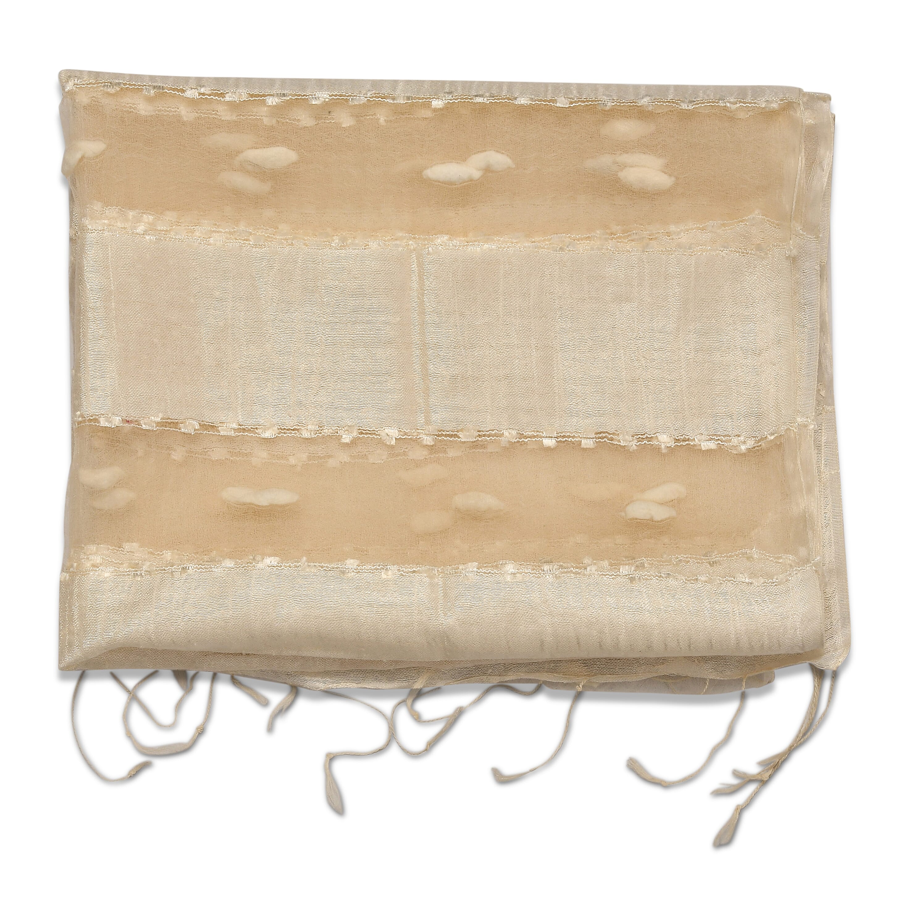 Closeout Neutral Silk and Modal Blend Natural Floating Stripe Scarf