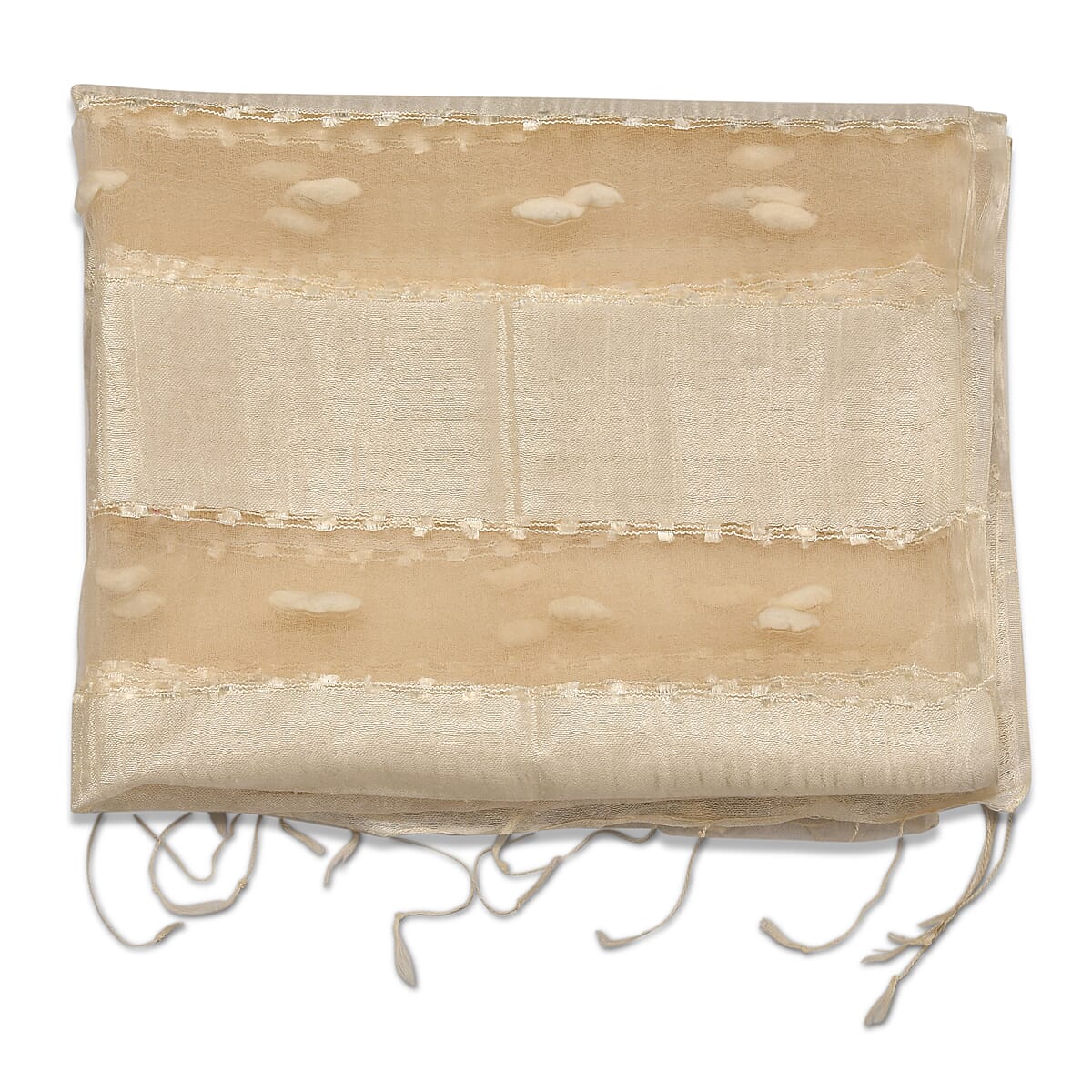 Closeout Neutral Silk and Modal Blend Natural Floating Stripe Scarf image number 4