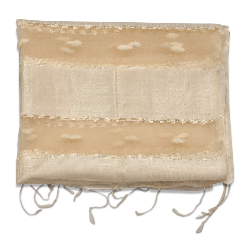 Closeout Neutral Silk and Modal Blend Natural Floating Stripe Scarf