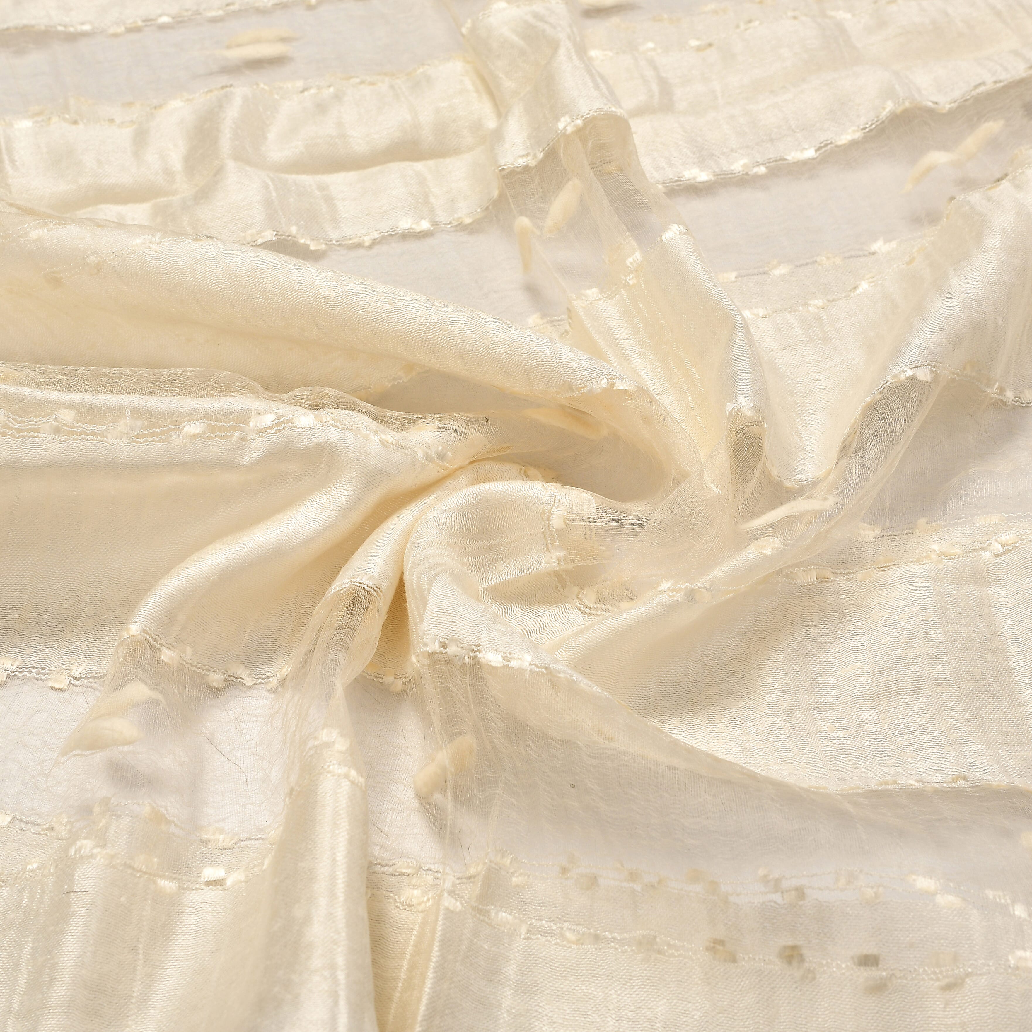 Closeout Neutral Silk and Modal Blend Natural Floating Stripe Scarf