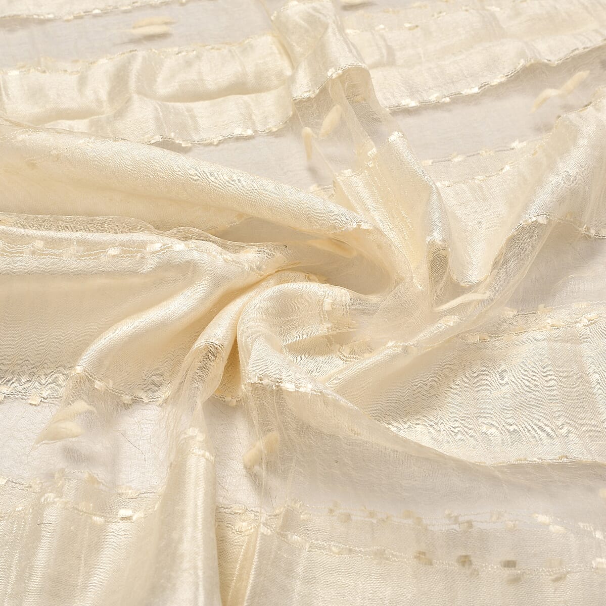 Closeout Neutral Silk and Modal Blend Natural Floating Stripe Scarf image number 5