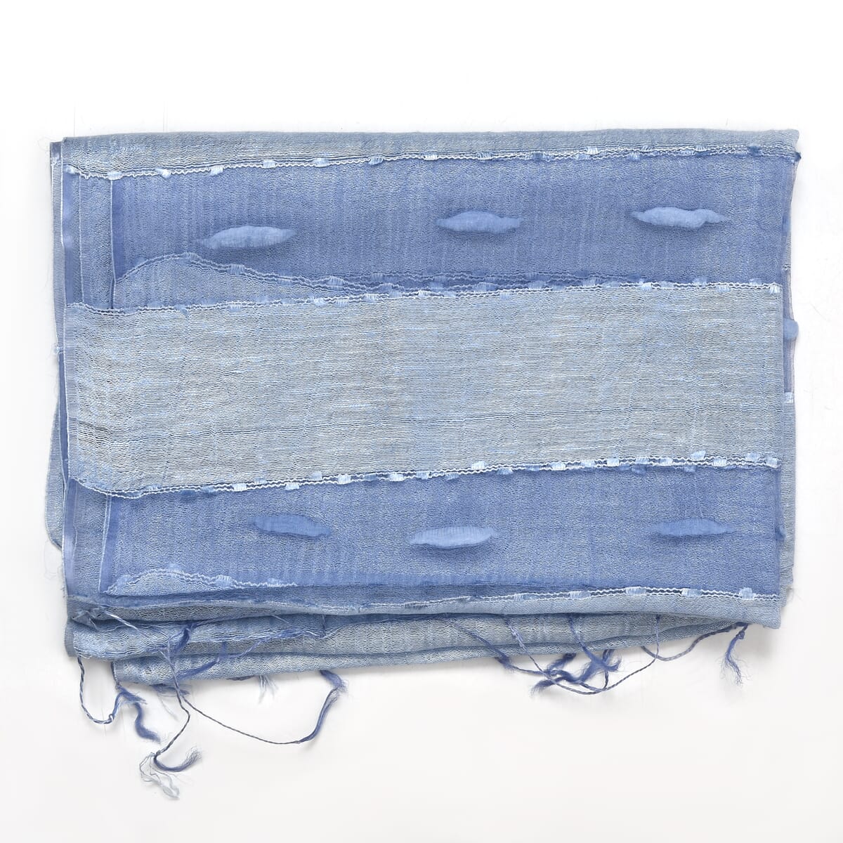 Light Blue Silk and Modal Blend Natural Floating Stripe Scarf image number 4