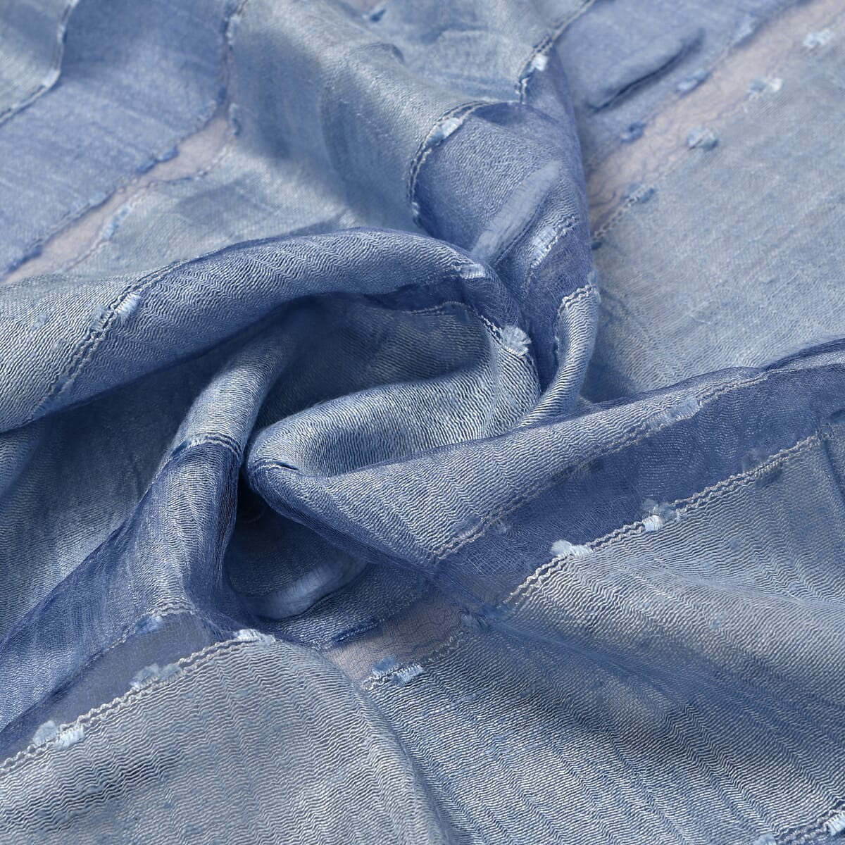 Light Blue Silk and Modal Blend Natural Floating Stripe Scarf image number 5