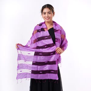 Closeout Purple Silk and Modal Blend Natural Floating Stripe Scarf