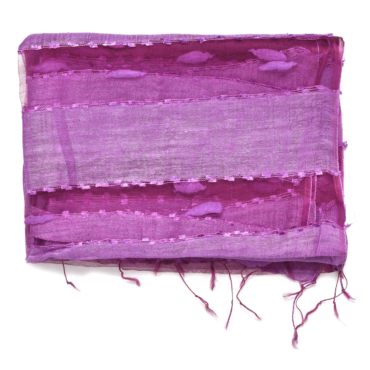 Closeout Purple Silk and Modal Blend Natural Floating Stripe Scarf image number 4