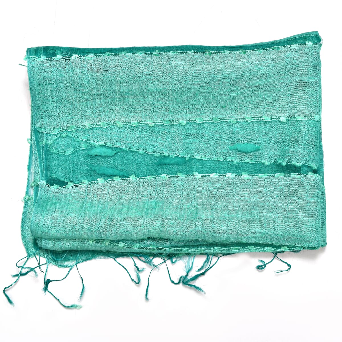 Closeout Aqua Silk and Modal Blend Natural Floating Stripe Scarf image number 4