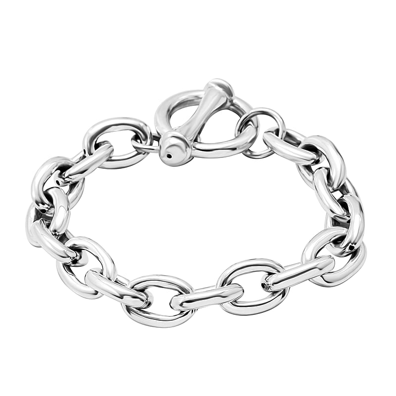 Solid Link Bracelet in Sterling Silver (6.50 In) 16.96 Grams