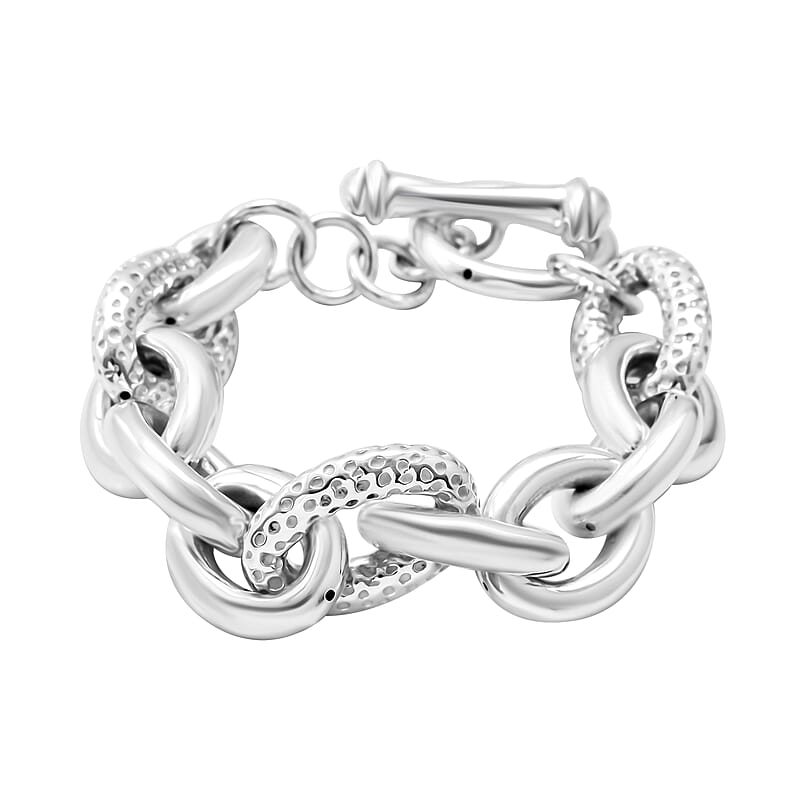Textured Link Bracelet in Sterling Silver (6.50 In) 16.94 Grams
