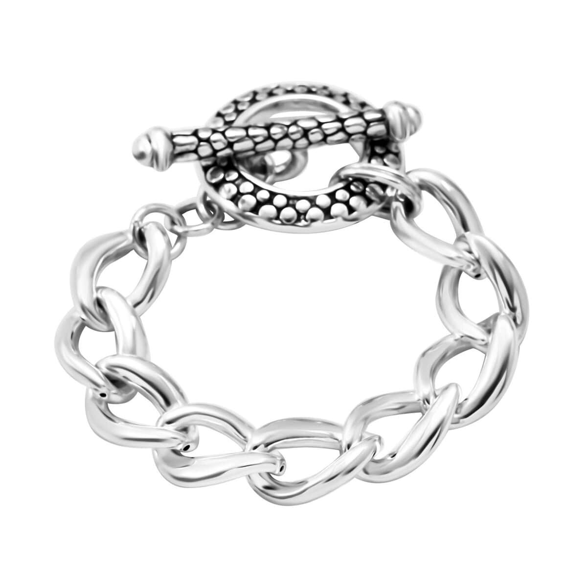 Curb Link Chain Bracelet in Sterling Silver (7.25 In) 21.45 Grams image number 0