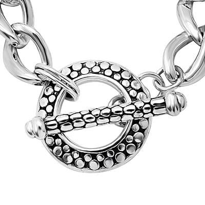 Curb Link Chain Bracelet in Sterling Silver (7.25 In) 21.45 Grams