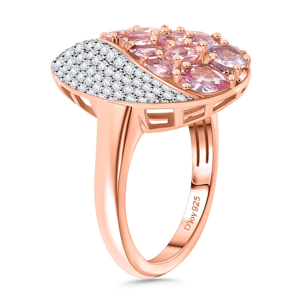 Narsipatnam Pink Spinel, Moissanite Ring in 18K Vermeil RG Over Sterling Silver (Size 10.0) 2.90 ctw image number 3