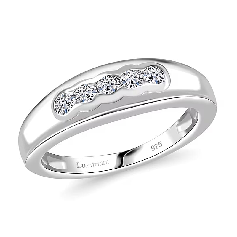 Luxuriant Lab Grown Diamond G-H SI 0.25 ctw Band Ring in Rhodium Over Sterling Silver (Size 10.0)