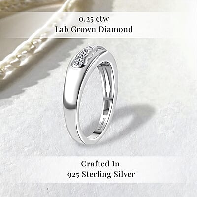 Luxuriant Lab Grown Diamond G-H SI 0.25 ctw Band Ring in Rhodium Over Sterling Silver (Size 10.0)
