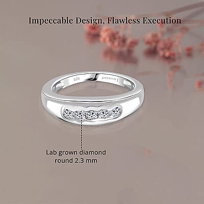 Luxuriant Lab Grown Diamond G-H SI 0.25 ctw Band Ring in Rhodium Over Sterling Silver (Size 10.0)