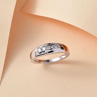 Luxuriant Lab Grown Diamond G-H SI 0.25 ctw Band Ring in Rhodium Over Sterling Silver (Size 10.0)