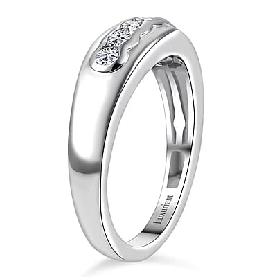 Luxuriant Lab Grown Diamond G-H SI 0.25 ctw Band Ring in Rhodium Over Sterling Silver (Size 10.0)