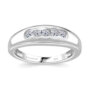 Luxuriant Lab Grown Diamond G-H SI 0.25 ctw Band Ring in Rhodium Over Sterling Silver (Size 5.0)