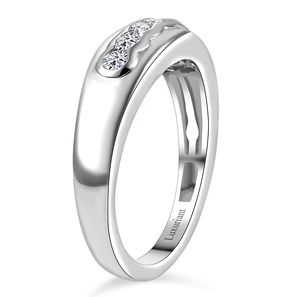 Luxuriant Lab Grown Diamond G-H SI 0.25 ctw Band Ring in Rhodium Over Sterling Silver (Size 5.0) image number 9