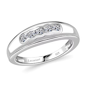 Luxuriant Lab Grown Diamond 0.25 ctw Band Ring in Rhodium Over Sterling Silver (Size 8.0)