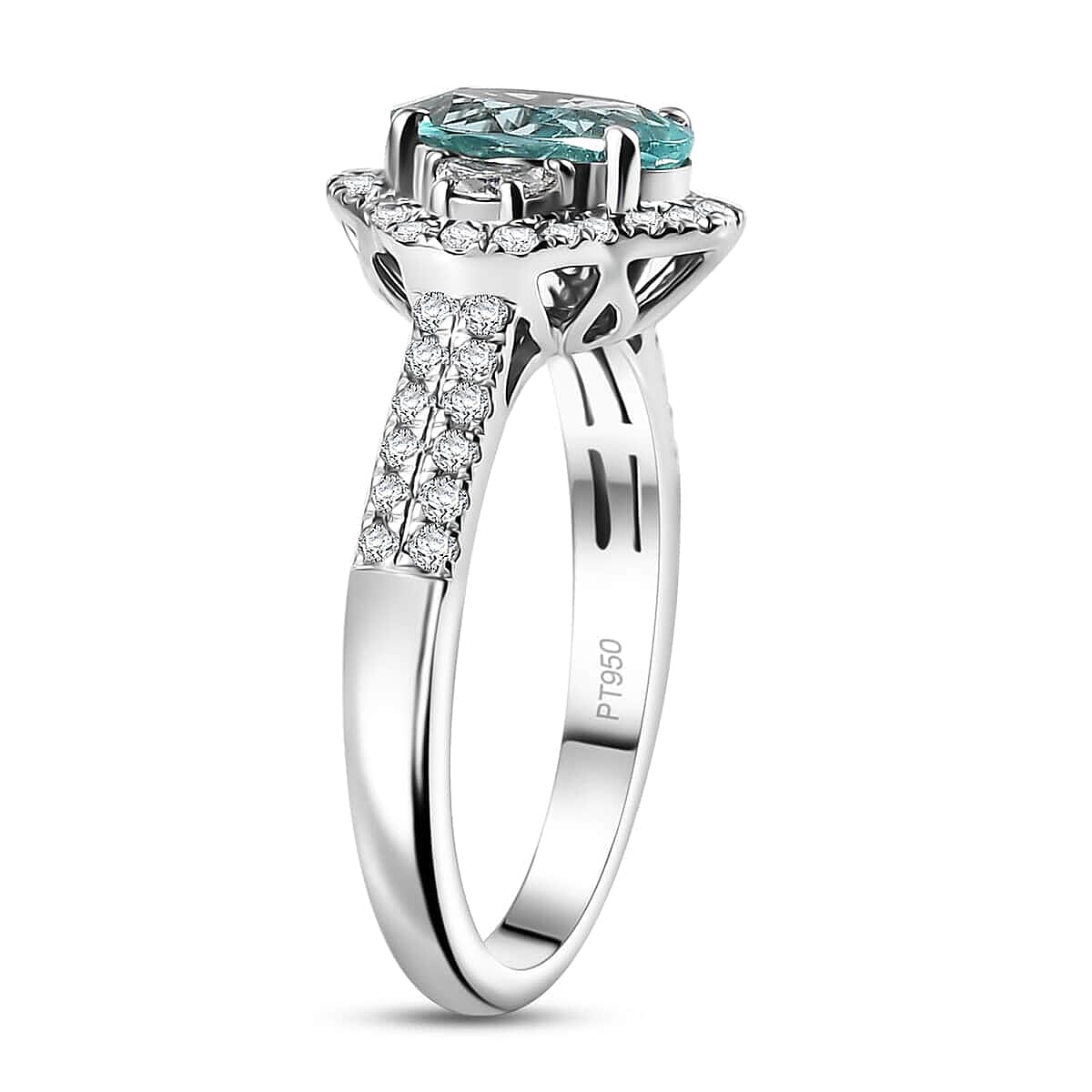 Certified & Appraised Rhapsody AAAA Paraiba Tourmaline and E-F VS Diamond 2.04 ctw Ring in 950 Platinum (Size 10.0) 6.25 Grams