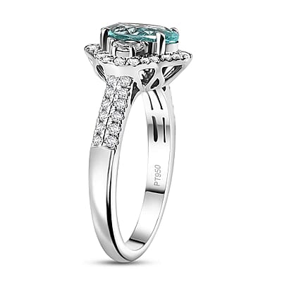 Certified & Appraised Rhapsody AAAA Paraiba Tourmaline and E-F VS Diamond 2.04 ctw Ring in 950 Platinum (Size 10.0) 6.25 Grams