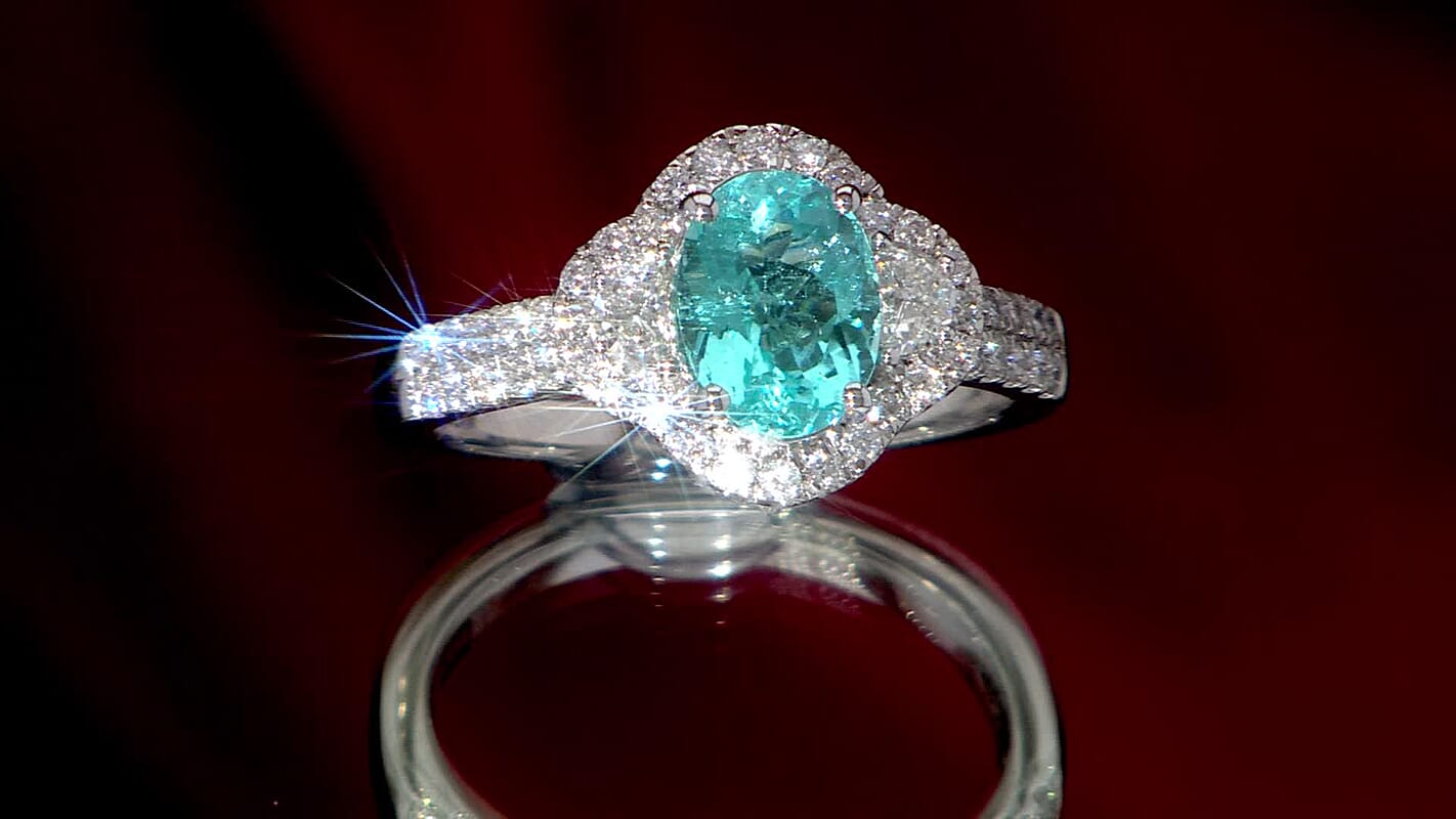 Doorbuster Certified & Appraised Rhapsody 950 Platinum AAAA Paraiba Tourmaline, Diamond (E-F, VS) Ring (Size 10.0) (6.65 g) 2.48 ctw