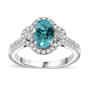 Certified & Appraised Rhapsody AAAA Paraiba Tourmaline and E-F VS Diamond 2.04 ctw Ring in 950 Platinum (Size 9.0) 6.25 Grams