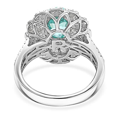 Rhapsody AAAA Paraiba Tourmaline, Diamond (E-F, VS) Ring in 950 Platinum 3.01 ctw (Size 10.0) With Free Paraiba Book
