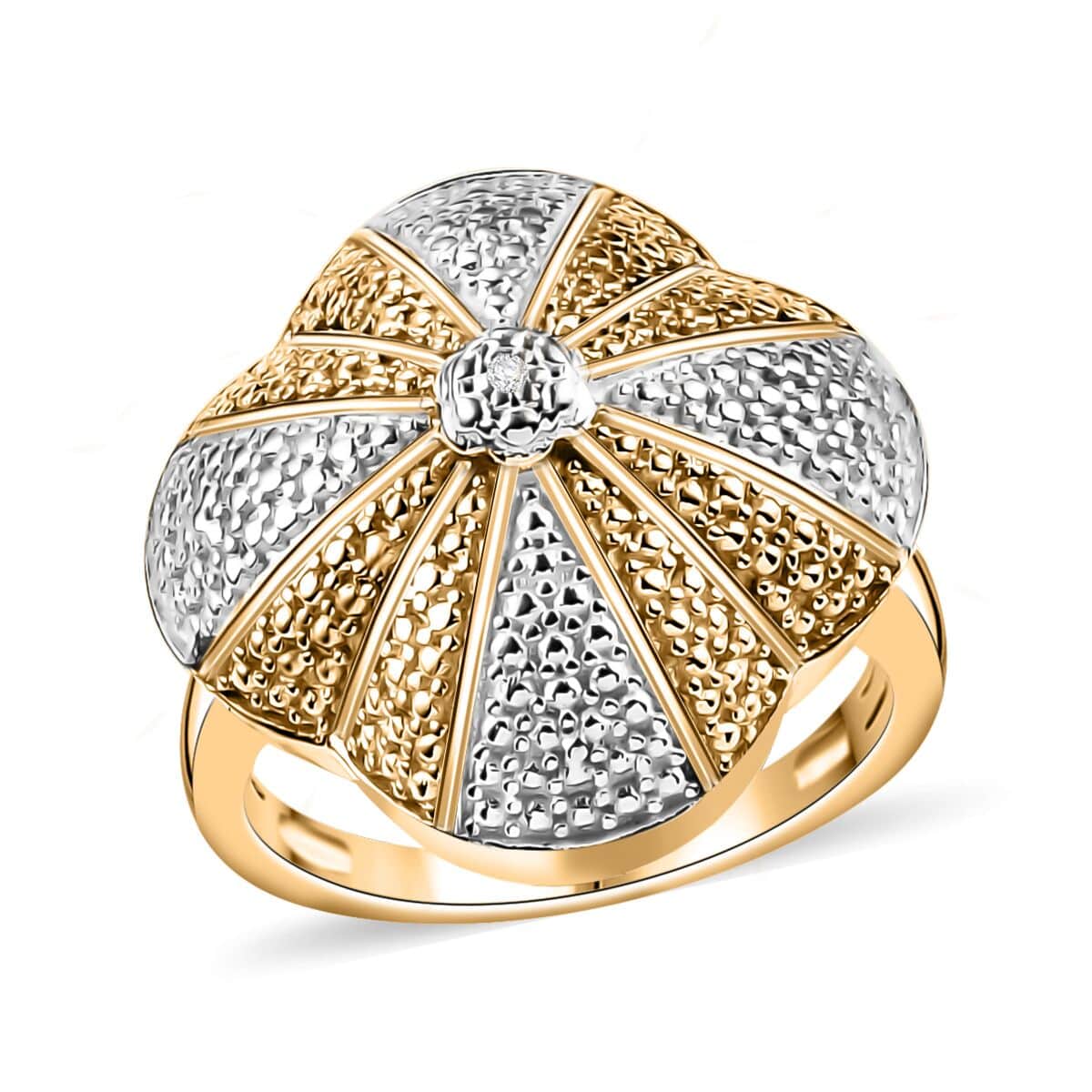 Karis White Diamond Accent Floral Ring in 18K YG Plated and Platinum Bond (Size 10.0) image number 0