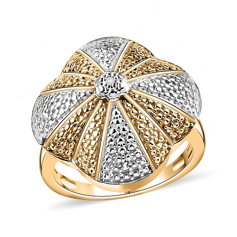 Karis White Diamond Accent Floral Ring in 18K YG Plated and Platinum Bond (Size 10.0)