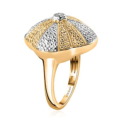 Karis White Diamond Accent Floral Ring in 18K YG Plated and Platinum Bond (Size 10.0)