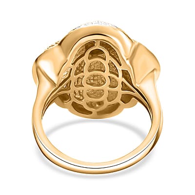 Karis White Diamond Accent Floral Ring in 18K YG Plated and Platinum Bond (Size 10.0)