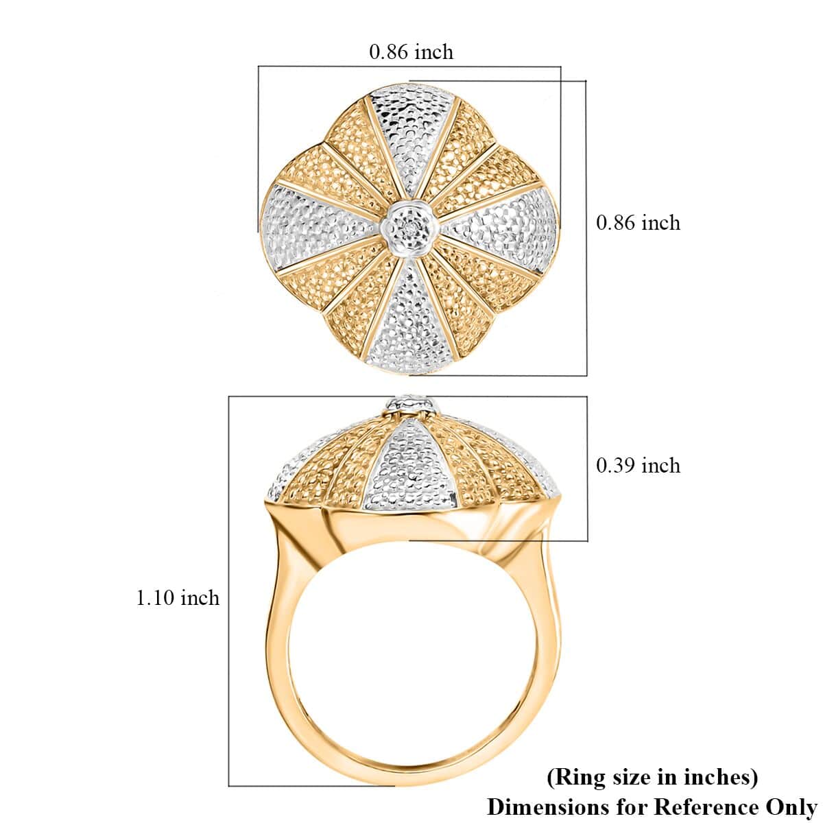 Karis White Diamond Accent Floral Ring in 18K YG Plated and Platinum Bond (Size 10.0) image number 5