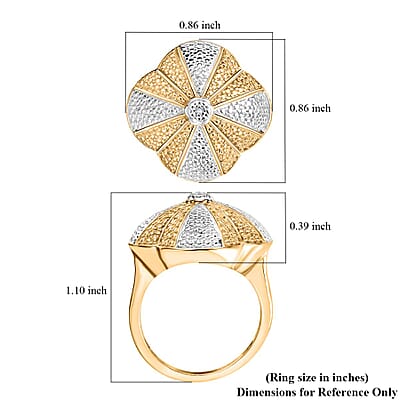 Karis White Diamond Accent Floral Ring in 18K YG Plated and Platinum Bond (Size 10.0)
