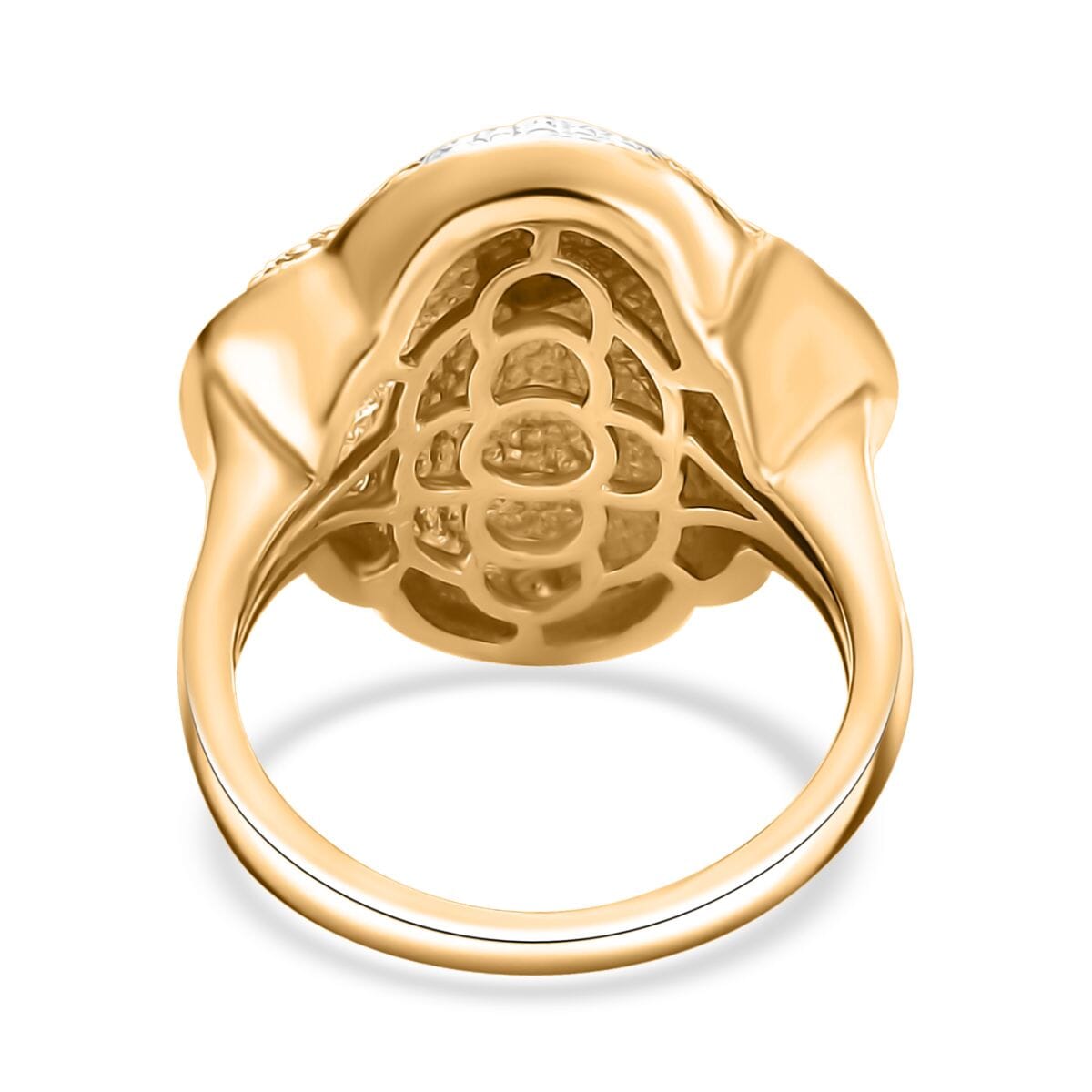 Karis White Diamond Accent Floral Ring in 18K YG Plated and Platinum Bond (Size 6.0) image number 4