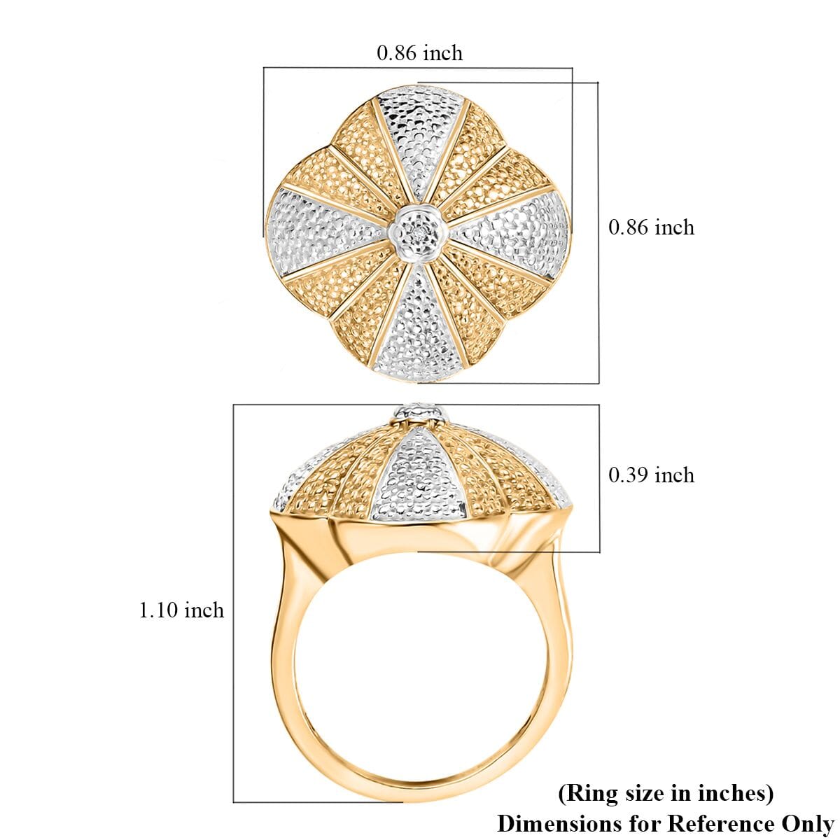 Karis White Diamond Accent Floral Ring in 18K YG Plated and Platinum Bond (Size 6.0) image number 5