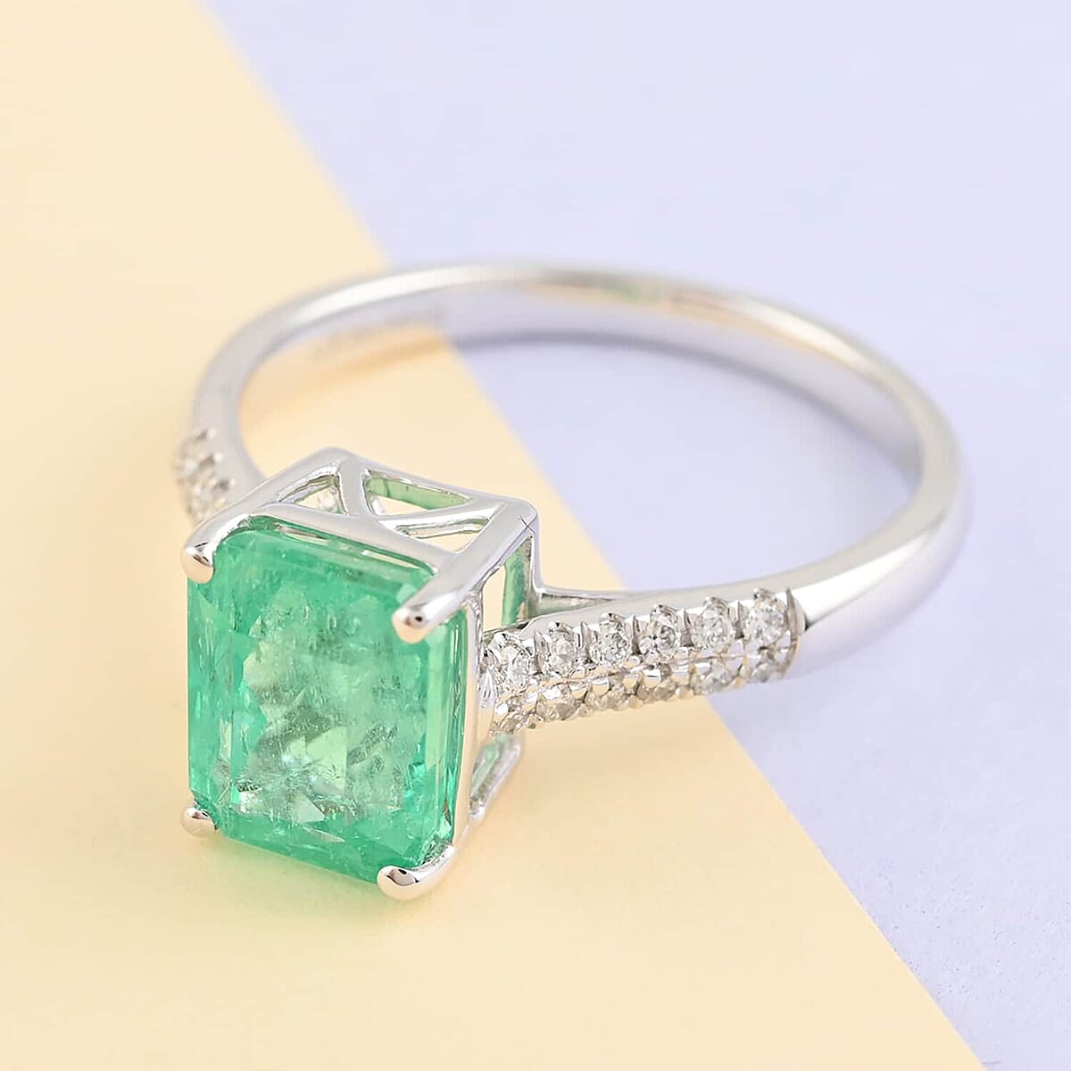 Rhapsody AAAA Boyaca Colombian Emerald and E-F VS Diamond 3.00 ctw Ring in 950 Platinum (Size 6.0) image number 1