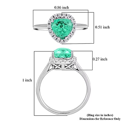 Certified and Appraised Rhapsody AAAA Boyaca Colombian Emerald and G-H SI Diamond 1.70 ctw Ring in 950 Platinum (Size 6.0)