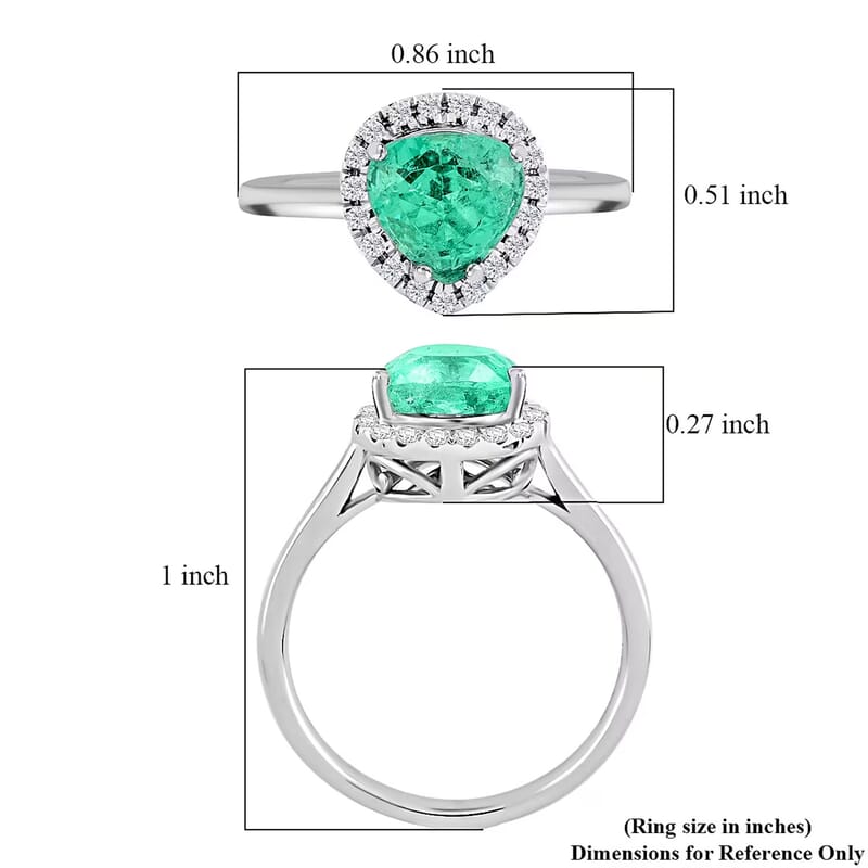 Certified and Appraised Rhapsody AAAA Boyaca Colombian Emerald and G-H SI Diamond 1.70 ctw Ring in 950 Platinum (Size 6.0)