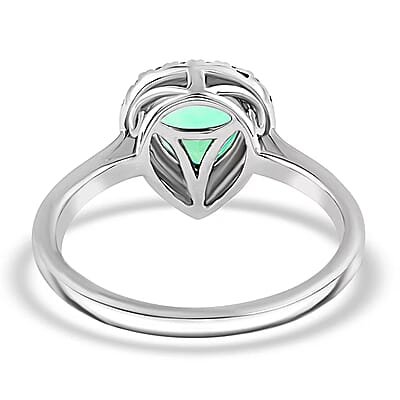 Certified and Appraised Rhapsody AAAA Boyaca Colombian Emerald and G-H SI Diamond 1.70 ctw Ring in 950 Platinum (Size 6.0)