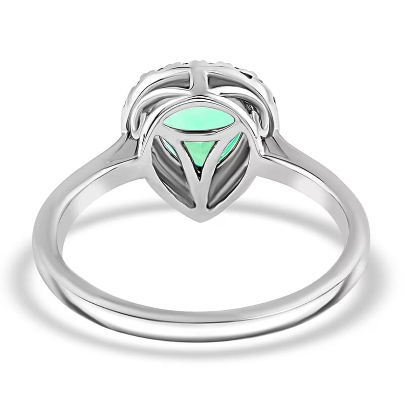 Certified and Appraised Rhapsody AAAA Boyaca Colombian Emerald and G-H SI Diamond 1.70 ctw Ring in 950 Platinum (Size 6.0)