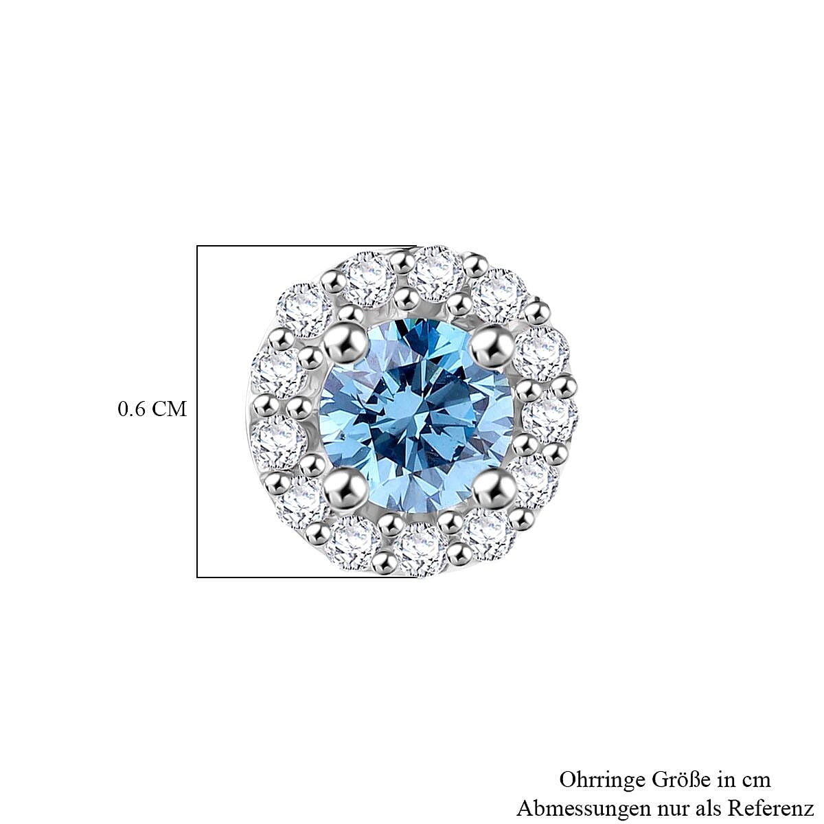 Lab Grown Blue and White Diamond (IR) 0.52 ctw Earrings in Platinum Over Sterling Silver