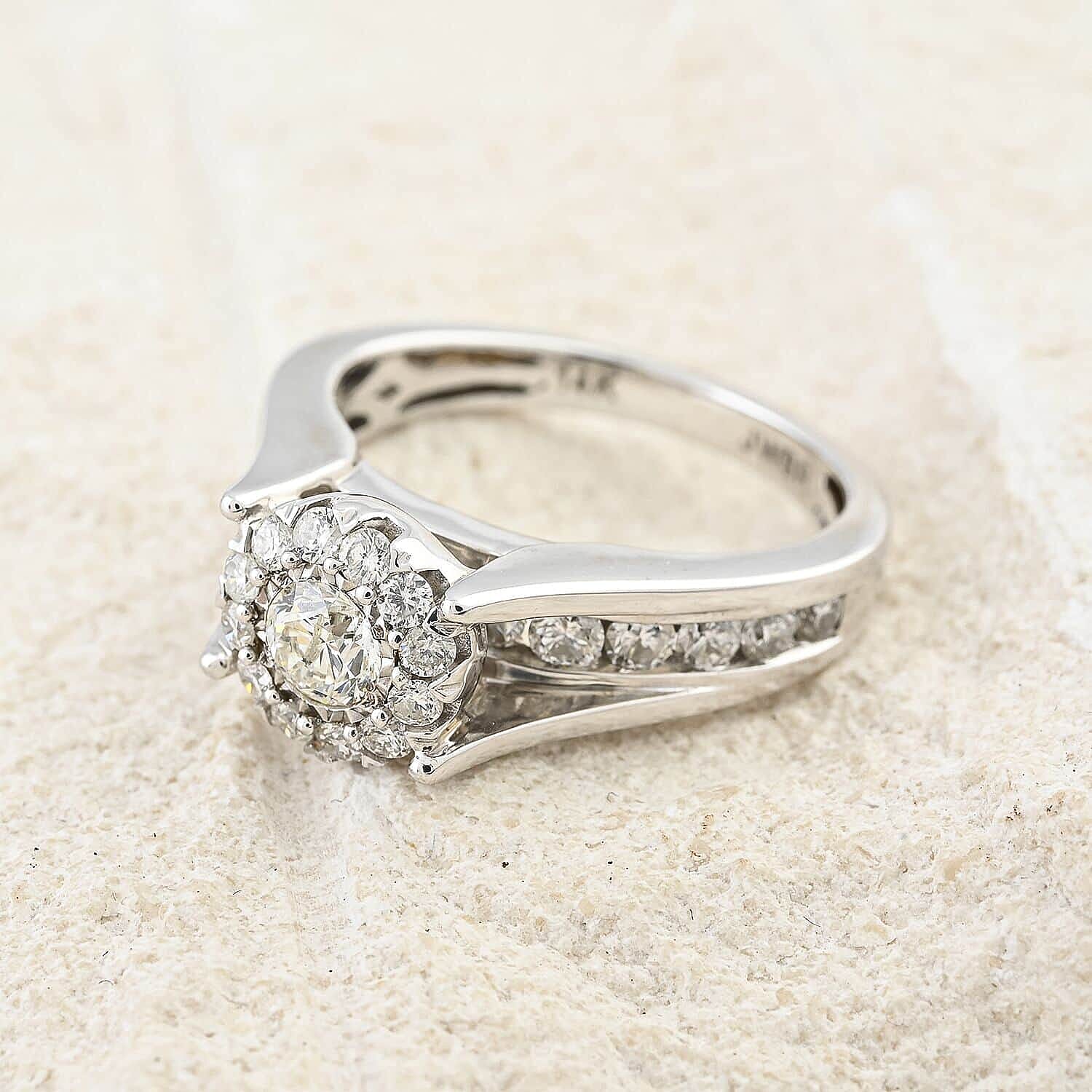 White Diamond G-H I2 1.30 ctw Ring in 14K White Gold (Size 9.0) 5.25 Grams (Del. in 7-10 Days)
