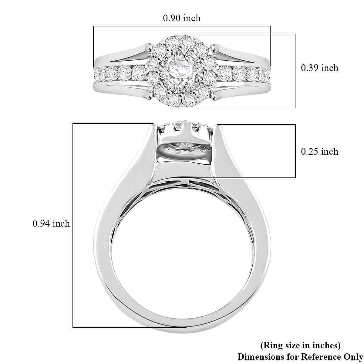 White Diamond G-H I2 1.30 ctw Ring in 14K White Gold (Size 9.0) 5.25 Grams (Del. in 7-10 Days)
