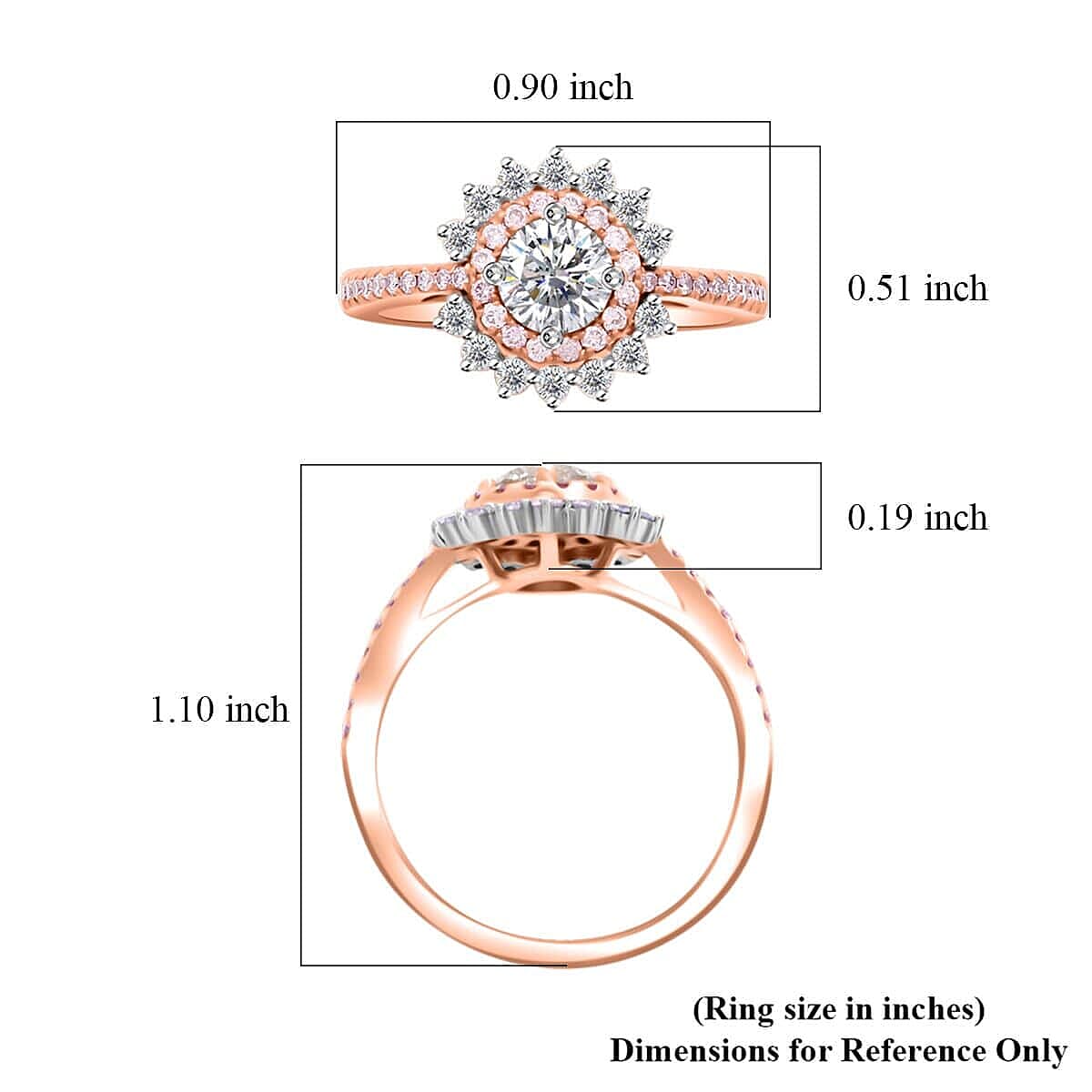 Modani Natural White and Pink Diamond 1.00 ctw Ring in 14K Rose and White Gold (Size 5.5) image number 4
