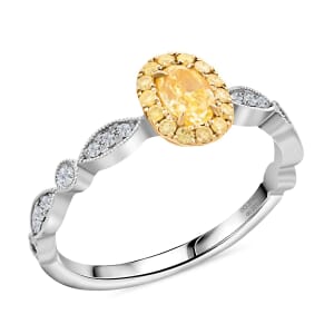 Modani Natural Yellow and White Diamond 0.50 ctw Ring in 18K White and Yellow Gold (Size 6.5) (Del. in 10-15 Days)