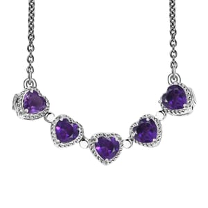 Karis African Amethyst 2.00 ctw Necklace in Platinum Bond and Stainless Steel 18 Inches