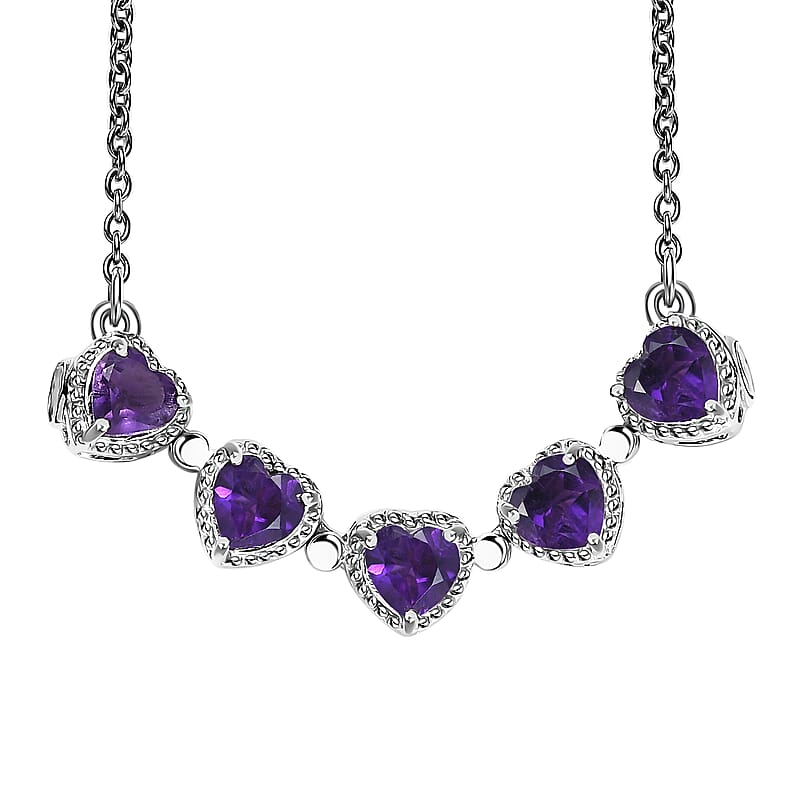 Karis African Amethyst 2.00 ctw Necklace in Platinum Bond and Stainless Steel 18 Inches