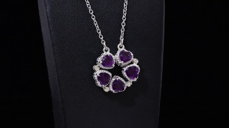 Karis African Amethyst Necklace (18 Inches) in Platinum Bond and Stainless Steel 2.00 ctw